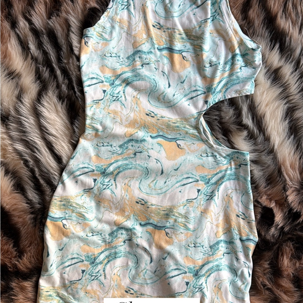 Abstract Print Cutout Dress